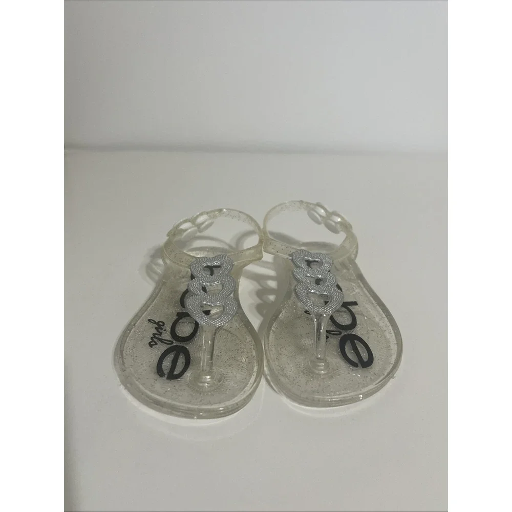 BEBE NEW LITTLE GIRLS JELLY SANDALS WITH HEART DETAIL SZ‎ (S) 4/5